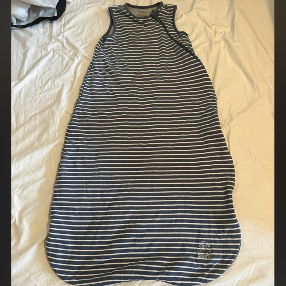 Striped Navy and White Toddler Sleep Sack - Merino wool inner and cotton outer